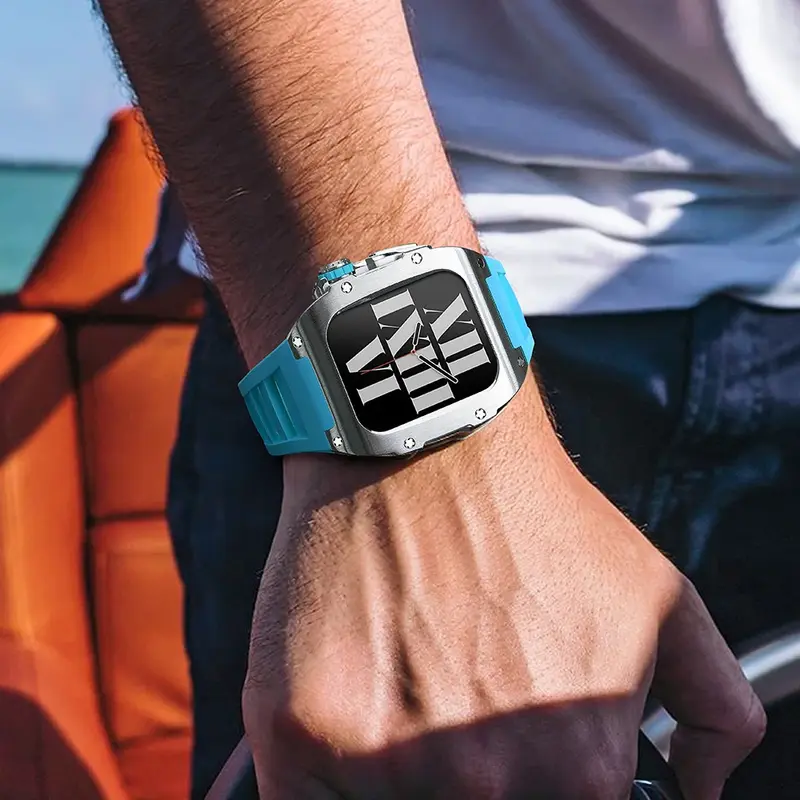 Caixa Retrofit em Aço Inoxidável para Apple Watch, Modificação em Aço Inoxidável 316L, Apple Watch de Luxo, 44mm, 45mm, iWatch SE, 5, 6, 7, 8, 9Series