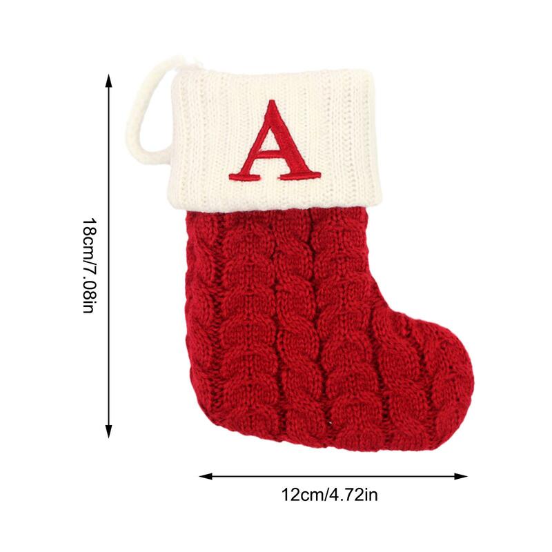 Red Snowflake Alphabet Letters Natal Socks, Knitting Stocking, Tree Pendant Decorações para Casa, Xmas Gift