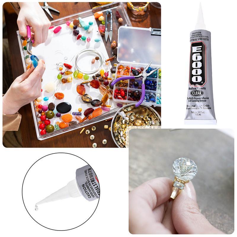 Pegamento adhesivo de contacto transparente para fabricación de joyas, tela de Metal, diamantes de imitación, súper fuerte, DIY, E6000