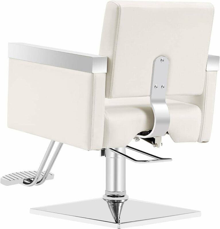 BarberPub Classic Recline Hydraulic Barber Chair Salon Spa Chair Hair Styling Beauty Equipment 3021 (Cream)
