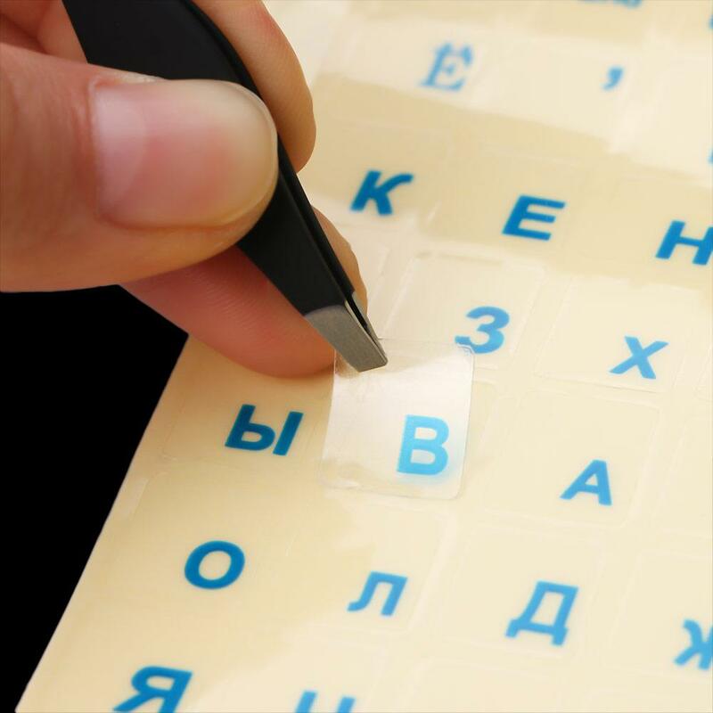 Autocollants de clavier transparents pour ordinateur portable, alphabet russe, lettres d'étiquette en noir et blanc, disposition russe, 1PC