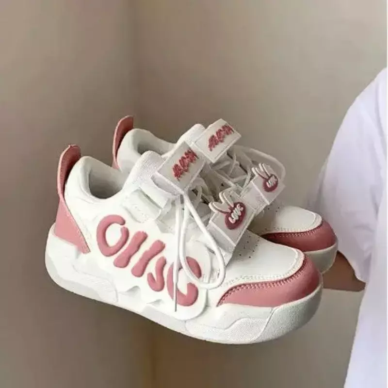 Y2K Korean Casual Chunky Pink Sneaker Vintage Athletic Loafers Sports Sneakers Tennis Shoe Goth Cute Bunny Platform Shoes Women