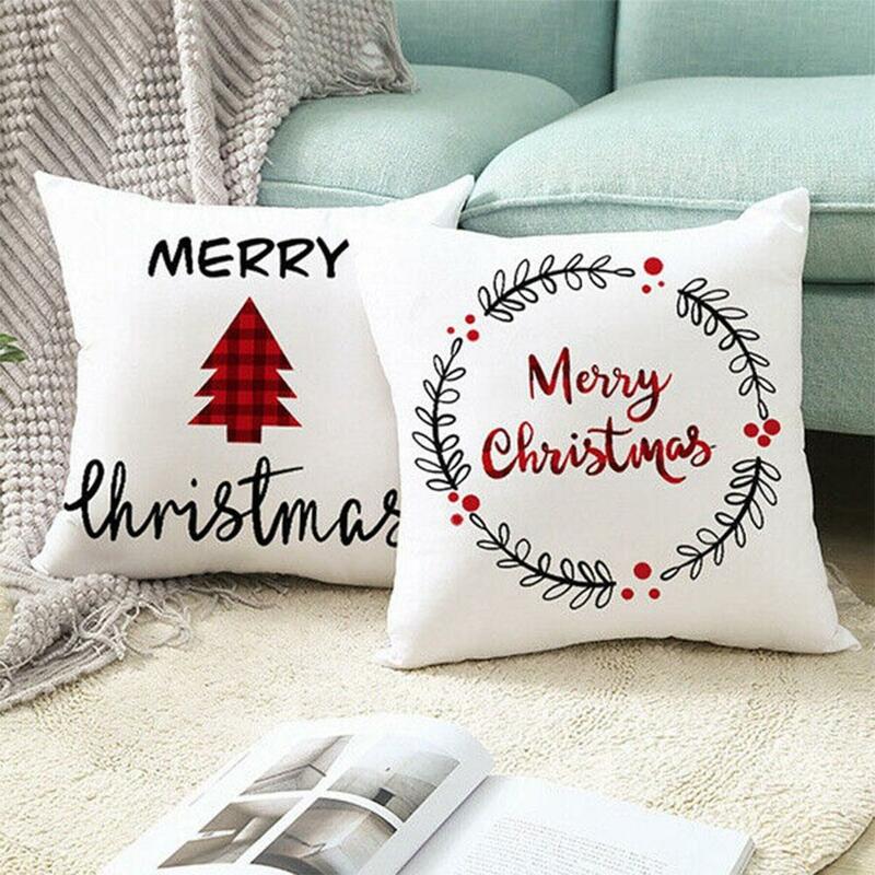 Рождественская наволочка с надписью "Merry Christmas", Декор для дома 2023, наволочка, рождественские украшения, рождественские подарки, новогодний декор P4M4