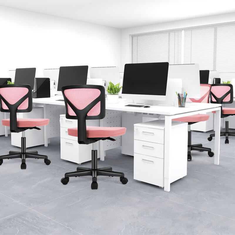 Krzesło biurowe Sweetcrispy bez podłokietników Małe krzesło do domowego biura z biurkiem z podparciem lędźwiowym