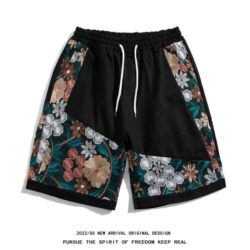 Embroidery Shorts Leisure Men's Summer Loose Sports Shorts Hip Hop Streetwear Tide Basketball Short Vintage Male Short Pants
