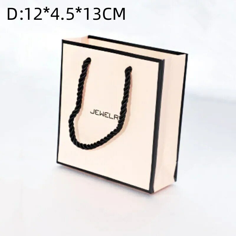 1pc Mall Shopping Paper Bag Portable Wedding Party Favors Handbag White Bow Ribbon Gifts Packaging Bags Clothes Jewelry Packing