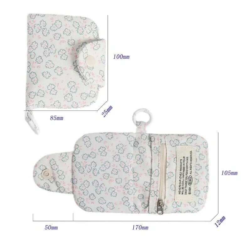 귀여운 학생 동전 지갑 카드 심플한 꽃무늬 한국 패션 지갑 카드홀더, 여아용 휴대용 귀여운 소형 보관 가방, 1 PC