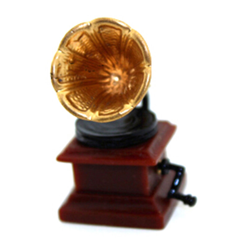 1/12 Poppenhuis Miniatuur Accessoires Mini Retro Fonograaf Simulatie Meubels Model Speelgoed Voor Poppenhuis Decoratie