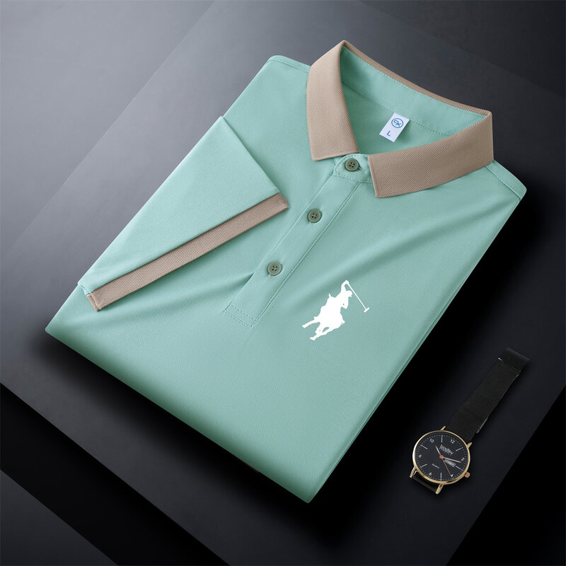 2024 letnia nowa męska koszulka Polo z klapami haftowana, krótka rękawem na co dzień moda biznesowa dopasowana koszulka Polo dla mężczyzn