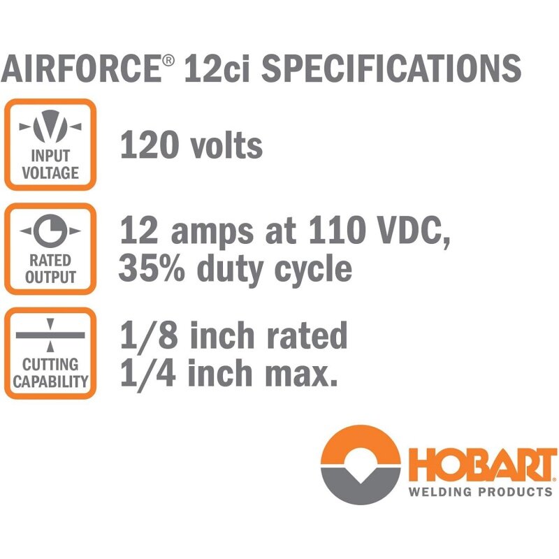 Hobart-Découpeur plasma 500564 Airforce 12ci avec compresseur d'air intégré, couleur marron, 120V