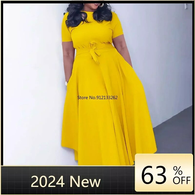 Robe Africaine Longue en Polyester pour Femme, Vêtement Élégant, Mode Africaine, Dashiki, Solide, Document, Maxi, 2024