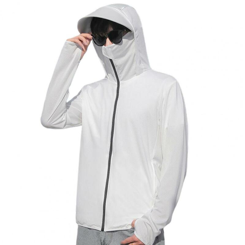 Casaco protetor solar anti-UV masculino, jaqueta monocromática, casaco verão, bolsos eficazes, roupas refrescantes, vestuário ciclismo, vestuário
