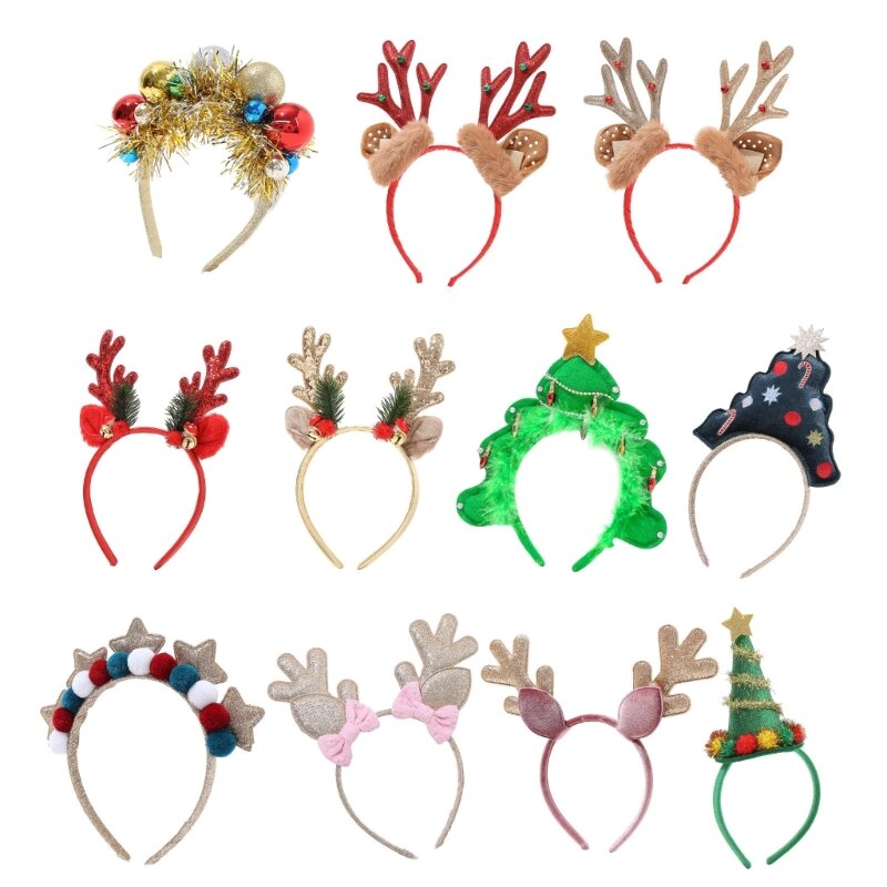 Diadema navideña, diademas festivas, gorro Papá Noel, diademas para fiestas navideñas, suministros decoración para niños
