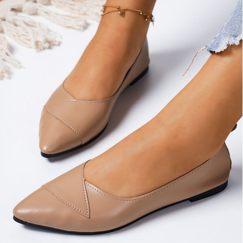 حذاء غير رسمي بفتحة مسطحة للنساء ، حذاء فردي بسيط وعصري ، جديد مدبب ، للربيع والخريف ،