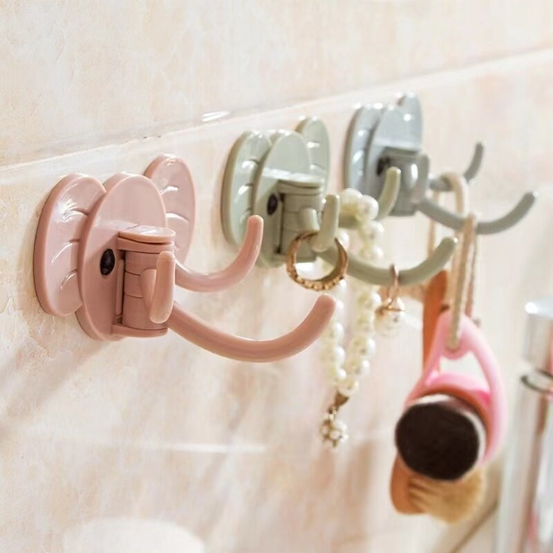 ช้าง Self-Adhesive Hook สร้างสรรค์สำหรับห้องครัวช้างน่ารัก Multi-Function ห้องน้ำประตูเล็บ Hook Key เครื่องประดับตะขอ