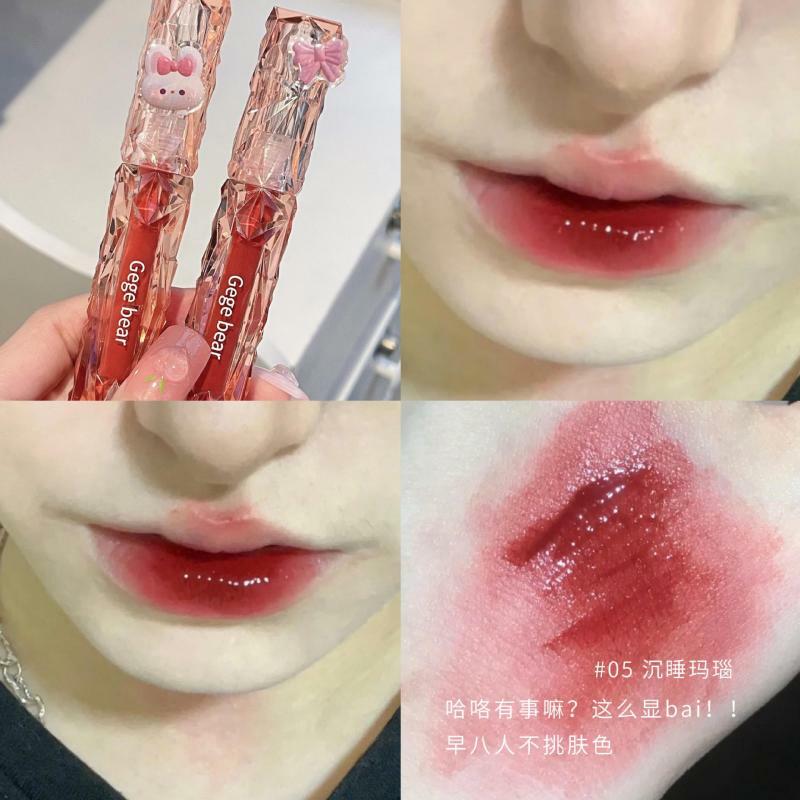 1Pc Women Exquisite Lip Gloss Sexy Lipstick Lips Makeup Cosmetics Lip Gloss Glitter Jelly Lip Makeup Mirror Face Lipstick