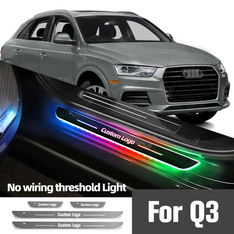 For Audi Q3 8U F3 2011-2023 2016 2019 2020 2021 Car Door Sill Light Customized Logo LED Welcome Threshold Pedal Lamp Accessories
