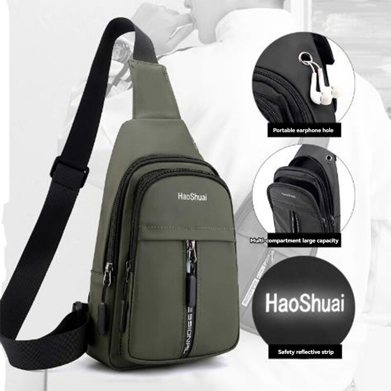 Men Chest Bag Casual Crossbody Bag Travel Shoulder Bag Sports Waterproof Mobile Phone Bag