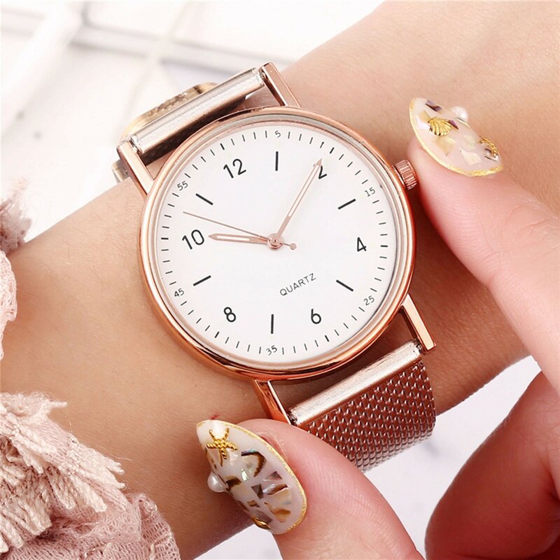Jam tangan wanita, jam tangan perempuan pergerakan kuarsa emas mawar modis Nordik minimalis modis
