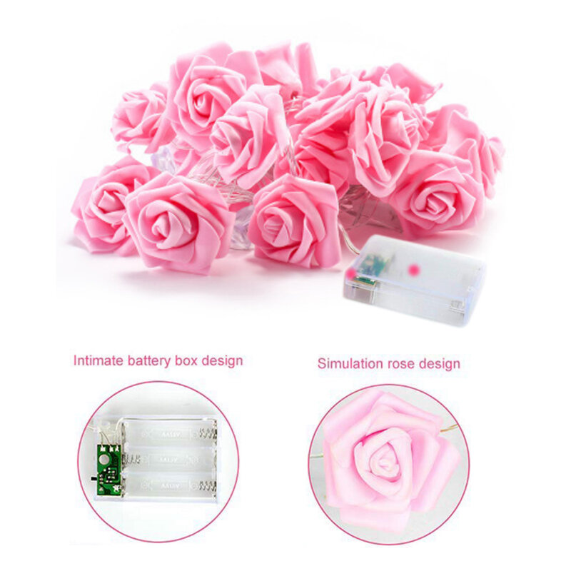Fada rosa flor luz corda 1.5m/3m/6m bateria/usb alimentado decoração do feriado natal lâmpada para o casamento dos namorados led corda