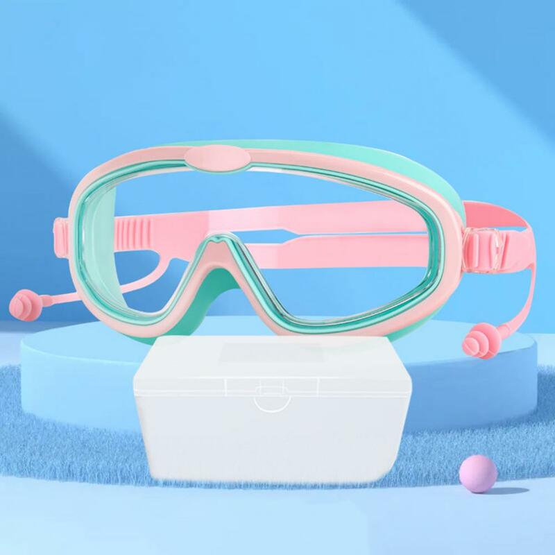 귀마개가 있는 청소년 수영 고글 세트, UV 보호 렌즈, 실리콘 어린이 고글, 연령대 다이빙