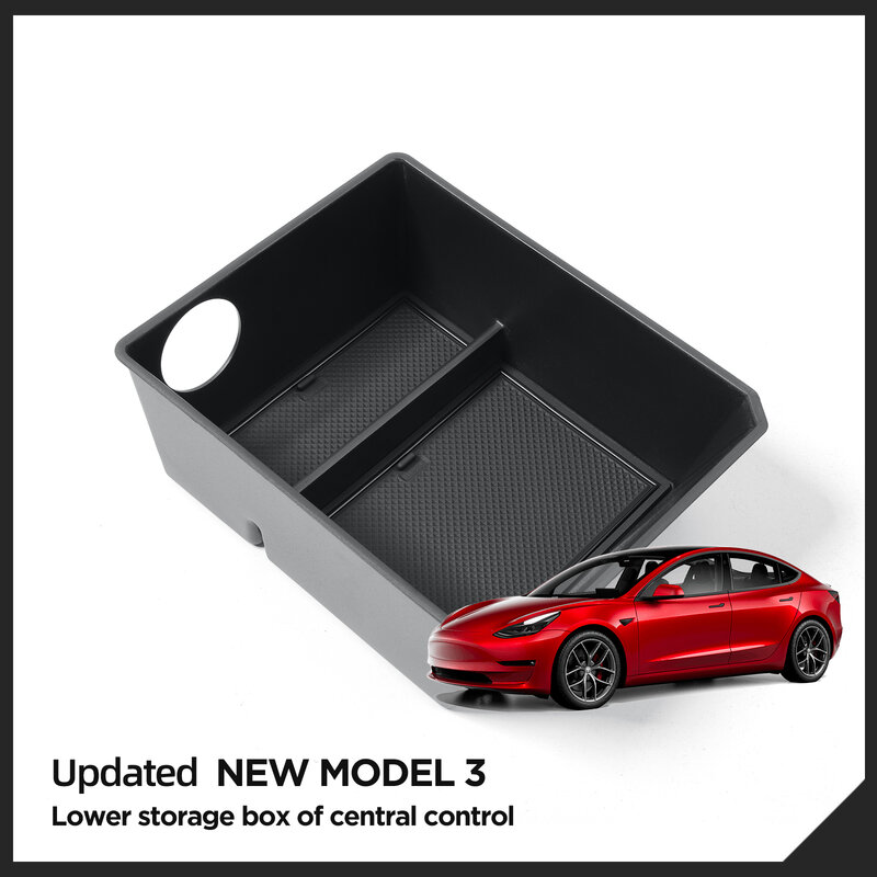 Für Tesla Modell 3 Highland 2024 Mittel konsole Aufbewahrung sbox untere Schicht Tablett Aufräumen Autozubehör