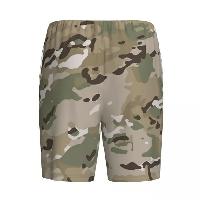 Custom MultiCam Camouflage Pajama Bottoms for Men Camo Lounge Sleep Shorts Drawstring Sleepwear Pjs with Pockets