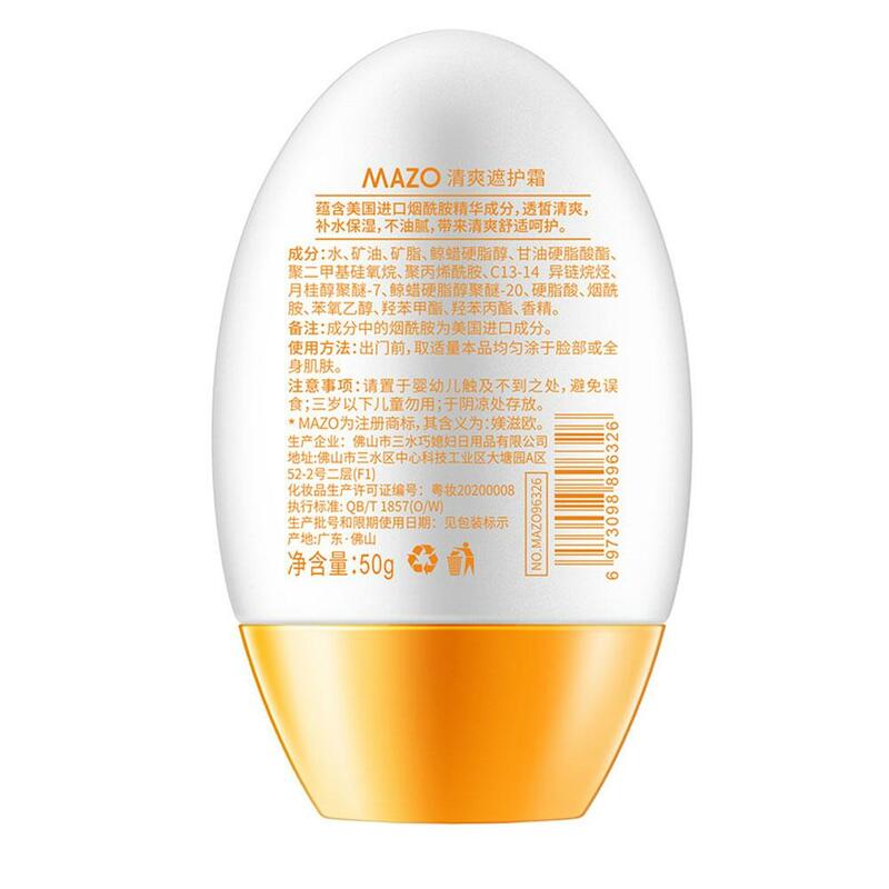 Protector solar hidratante Spf50 +, protección de la piel, resistencia refrescante, protector solar, crema de maquillaje Facial UV X9R2