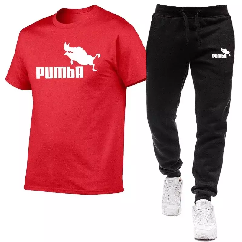 New Mens Tracksuit Cotton T-shirts and Sweatpants Gym Short Sleeve Outfits High Quality Male Casual O-Neck Tees Jogging Suit
