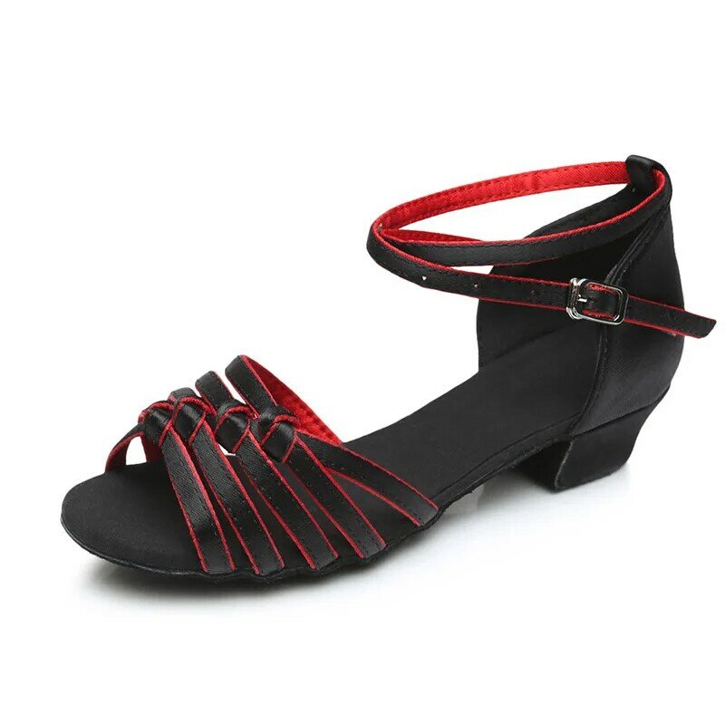 Zapatos de baile latino de tacón medio para mujer, zapatos de baile de Tango de fondo suave, zapatos de salón de Salsa de 3cm/4cm de tacón