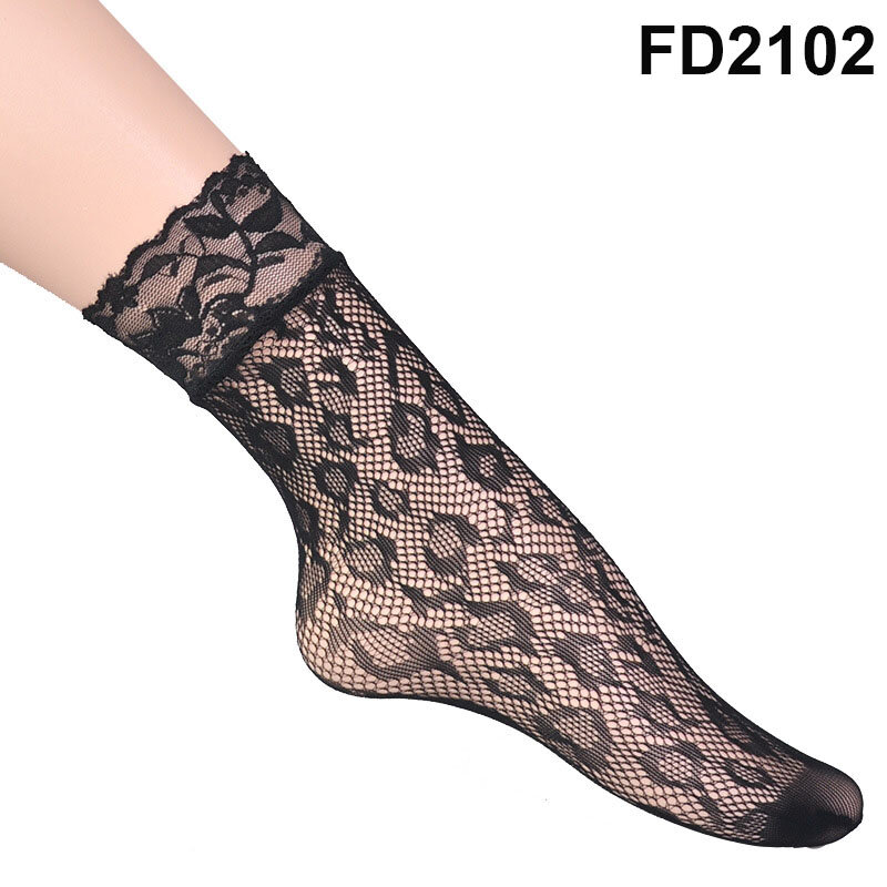 6 Pairs Women Lace Floral Ankle Socks Lot Summer Mesh Thin Sexy Ladies Transparent Funny Socks