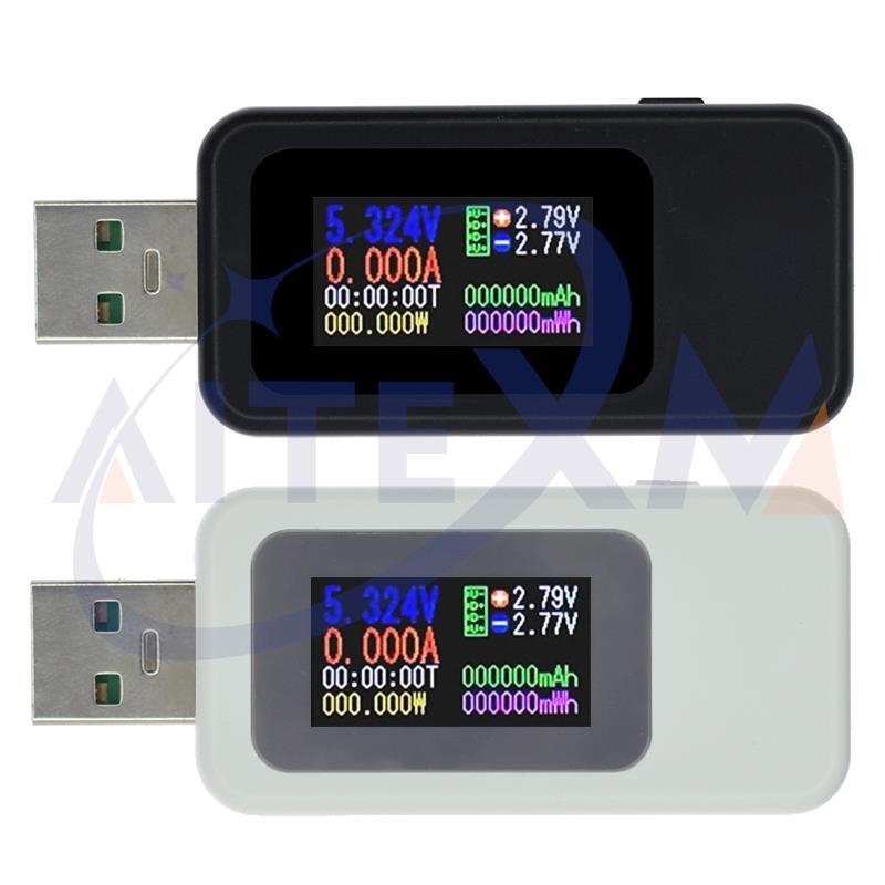 Voltmètre numérique DC 10 en 1, testeur USB, ampèremètre, compteur de tension de courant, détecteur d'ampèremètre, indicateur de chargeur de banque d'alimentation