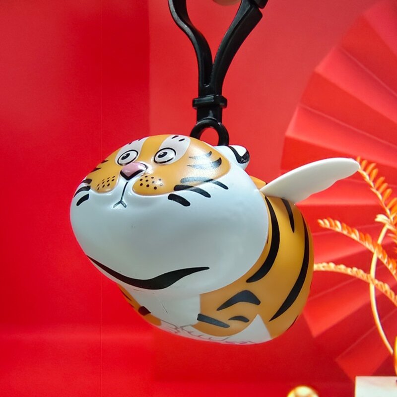 Chaveiro do tigre do voo com asas, modelo dos desenhos animados, plástico, pendente alaranjado, chaveiro bonito kawaii
