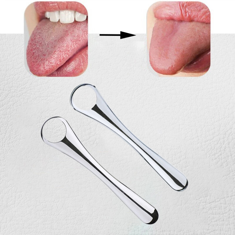 Raspador de lengua de tipo abierto, limpiador de lengua Oral de acero inoxidable, cepillo de dientes de lengua recubierto, herramientas de cuidado de higiene bucal