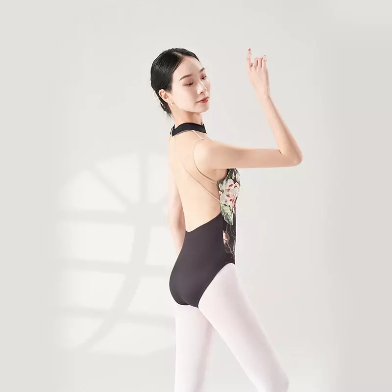 Dames Ballet Eendelig Mesh Stiksel High-Collar Volwassen Jeugd Danskostuum