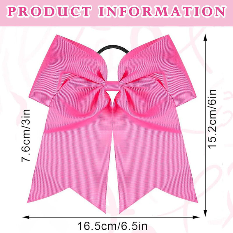 8" Large Cheer Pink Hair Bow Ribbon Stickers Bulk for Fundraising Party Accessories Teen Girls College Cheerleading Decoration