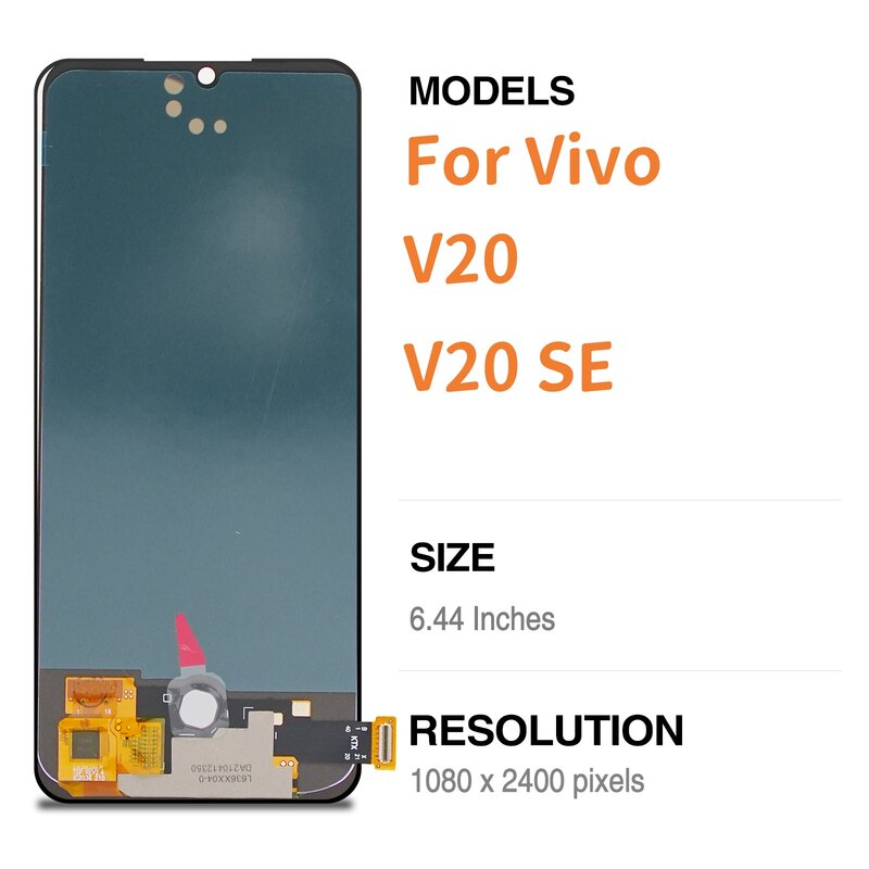6.44 "Ori untuk Vivo V20 V2024 V2025 layar sentuh LCD rakitan Digitizer untuk penggantian Display V20SE V2022 V2022