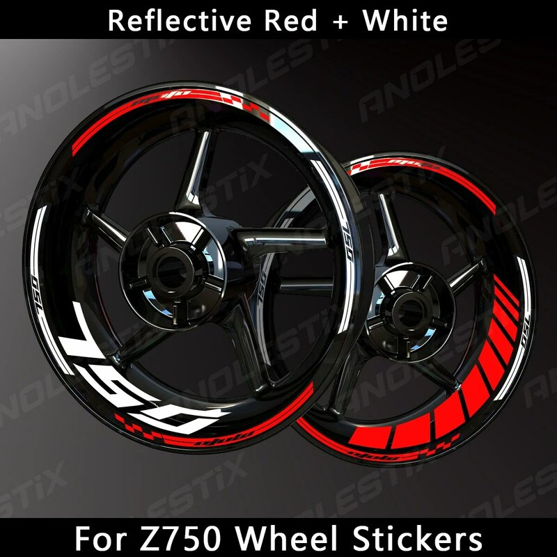 AnoleStix Reflective Motorcycle Wheel Sticker Hub Decal Rim Stripe Tape For Kawasaki Z750