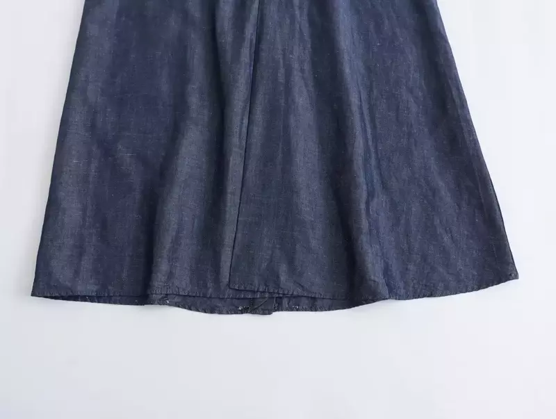 Damska 2024 nowa moda luźna koszula styl Casual Blended dżinsowa sukienka Midi Retro z długimi rękawami zapinana damska sukienka Mujer