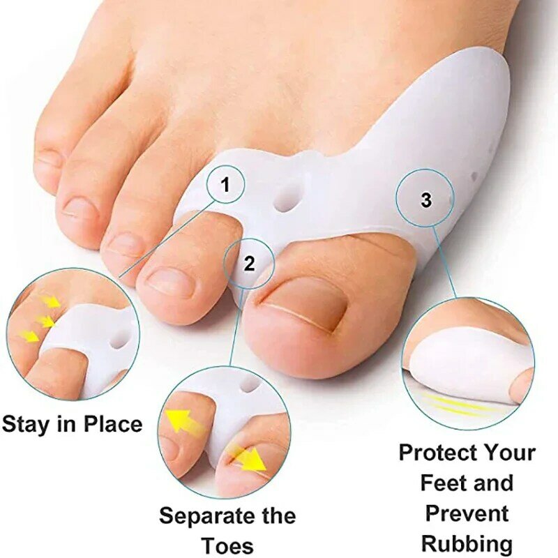 2pcs Bunion Pad Big Toe Separator Protector Thumb Valgus Correction Relief Feet Pain Foot Bone Adjuster Foot Care Toe Spacer