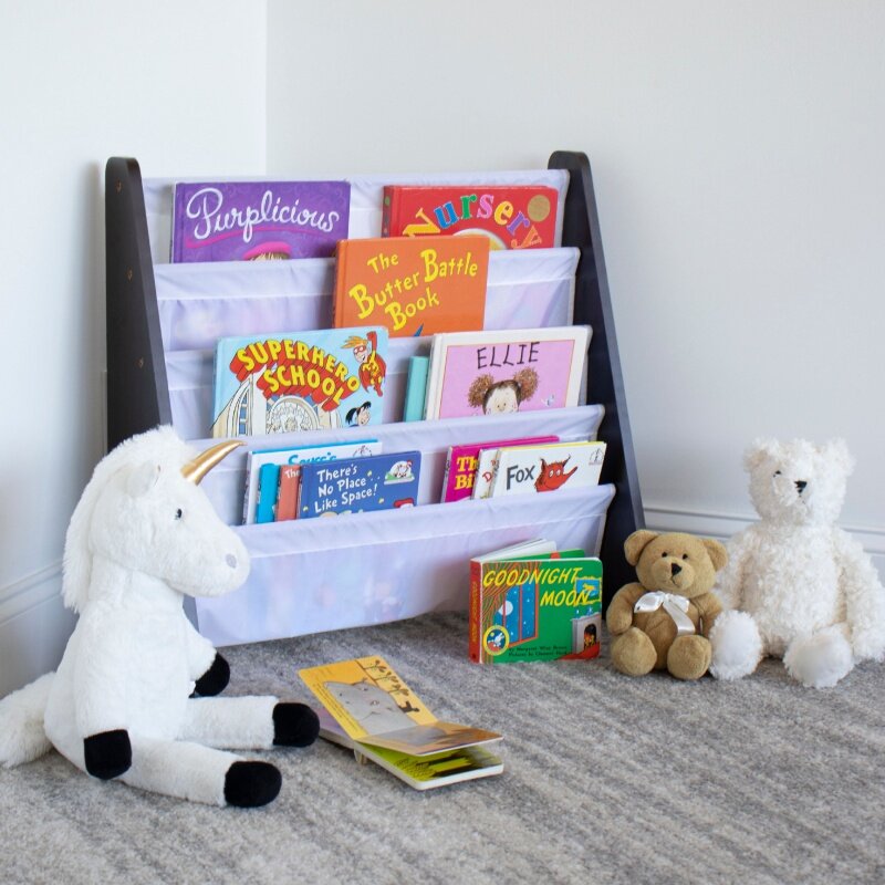 Humble Crew Toddler Bookshelf with 4 Shelves Wood Book Organizer, Espresso