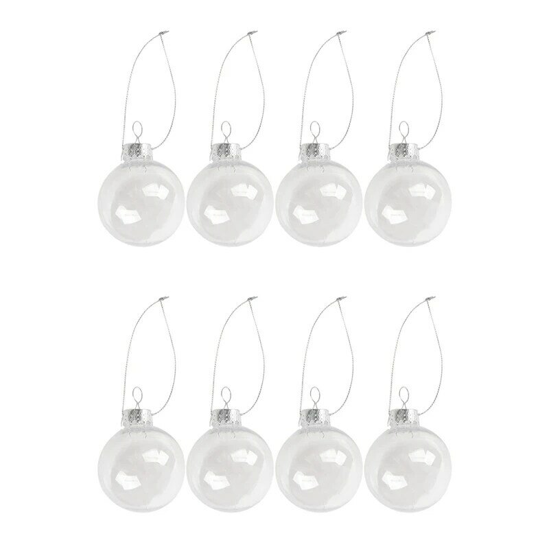 Clear DIY Baubles Shatterproof Seamless Plastic XMAS Ball Home Tree Decor Gift - 60Mm QTY:8