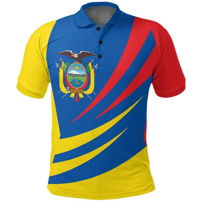 เสื้อโปโลพิมพ์ลายธงชาติ3D เสื้อฟิตเนสชุดกีฬาเสื้อเสื้อยืดหลวม2024ใหม่ฤดูร้อน