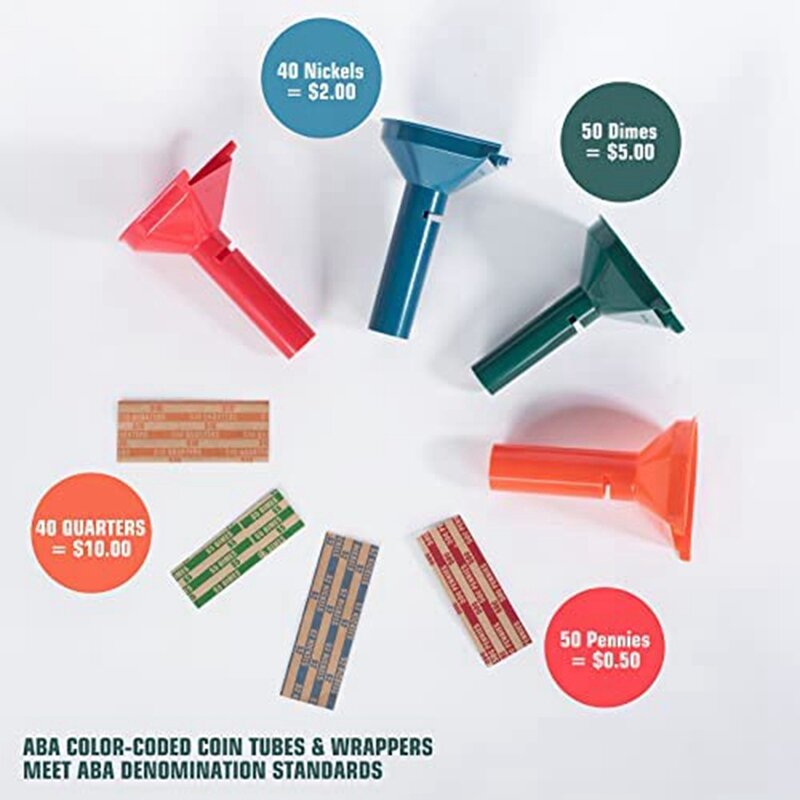 Coin Sorter With Coin Wrappers With 150Pcs Coin Rolls Wrappers Assorted Coin Counter Tubes Plastic For All Coins