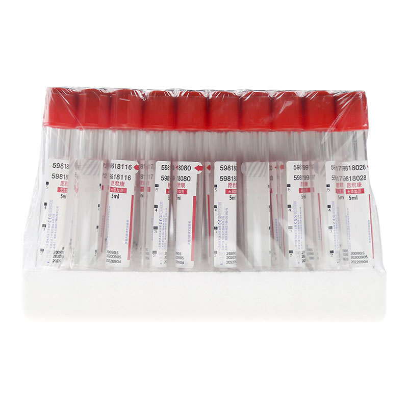 Tubo liso médico sin aditivo, tubo de plástico de recogida de sangre al vacío, tubos de ensayo de sangre normales, tubo PRF de 10ml, 50 Uds.