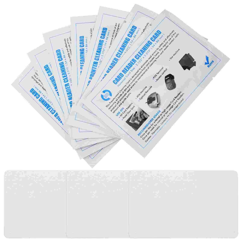 Cartão De Limpeza Pequeno Terminal POS, Leitor De Cartão Em Branco, Limpador De Impressora, 10Pcs