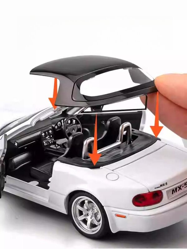 1/32 Mazda MX-5 Miniature Diecast MX5 RoadSter Toy Car Model Sound & Light Doors Openable Collection Gift for Children Boy Kid