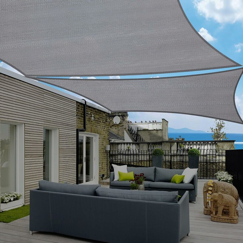 Sun Shade Sail 20'x30' Rectangle Outdoor Shade Cover Sunshade with Hardware Kit for Patio Garden Backyard, Grey