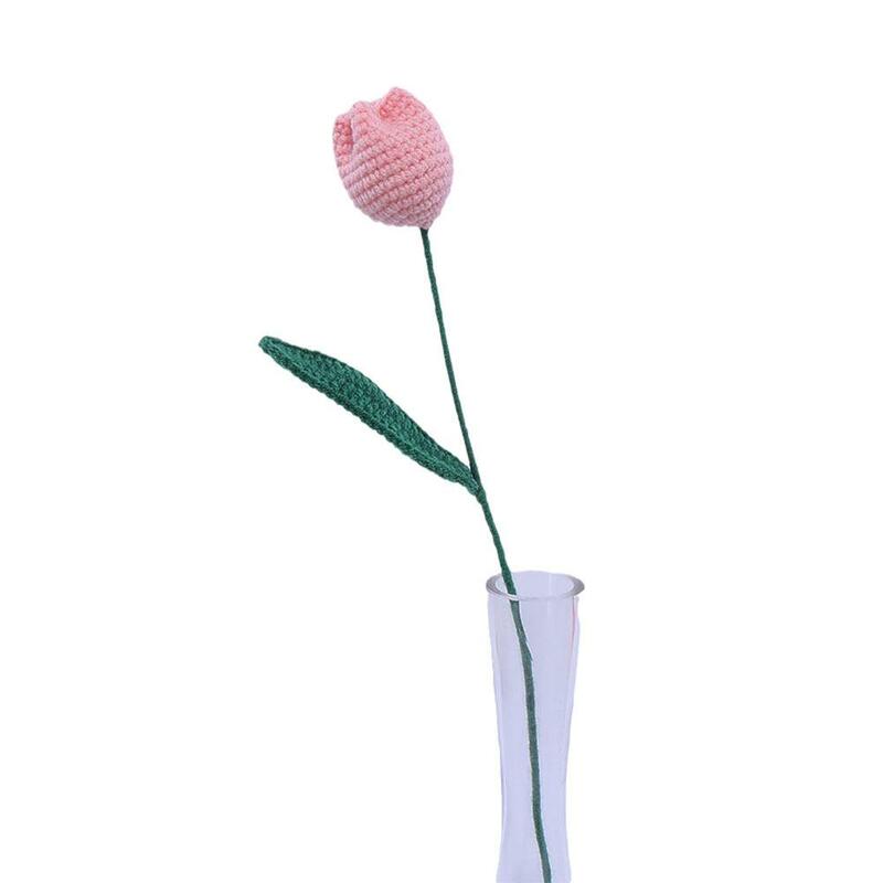 Ramo de tulipanes de imitación tejido a mano para mujer, regalos de vacaciones, decoración de boda de diosa, flores artificiales para el día de la casa, Q4U5