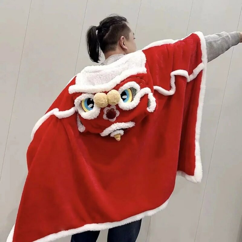 Capa tradicional china elegante para niños y niñas, chal grueso de felpa, Festival de León, regalos cálidos de moda, Otoño e Invierno